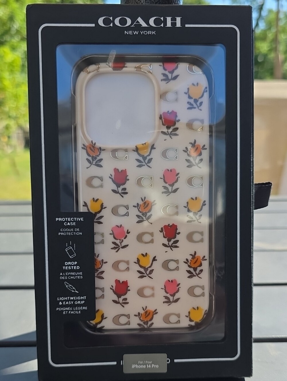 COACH Cream Floral C Logo iPhone Case with Pink & Yellow Flowers